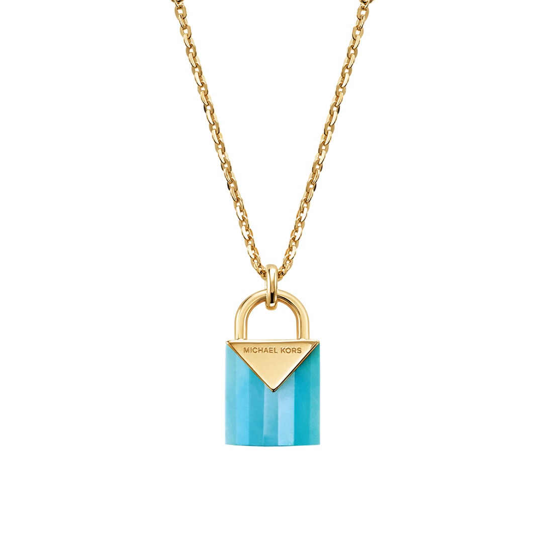 Michael Kors Michael Kors Women&Apos;S Semi-Precious 14K Gold-Plated Sterling Silver Padlock Necklace Mkc1039al710 Jewelry - MKC1039AL710-WSI Michael Kors Michael Kors Women&Apos;S Semi-Precious 14K Gold-Plated Sterling Silver Padlock Necklace Mkc1039al710 Jewelry - MKC1039AL710-WSI