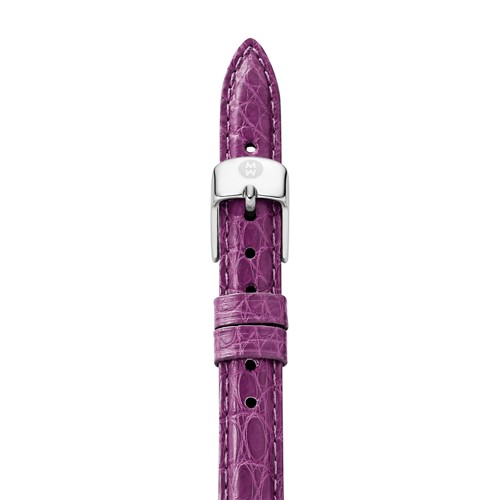 SALE - 40% OFFOriginally $180.00, Now $108.00Revamp your look with the grape alligator strap. The vibrant strap is easily interchangeable with any 12mm MICHELE watch, and the stainless-steel buckle has the signature logo engraving.Shop full-price straps here or sale straps here.