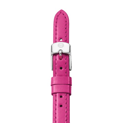 SALE - 50% OFFOriginally $80.00, Now $40.00Change the look of your watch with a sleek, patent leather strap. This pink strap is easily interchangeable with any 12mm MICHELE watch, and the stainless steel buckle has the signature logo engraving. The standard buckle comes in stainless steel. Shop full-price straps here or sale straps here.
