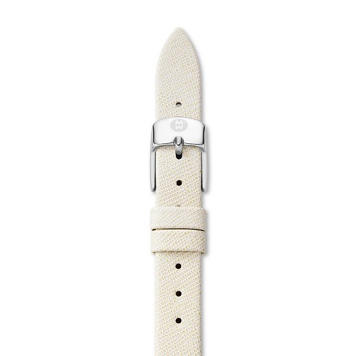 SALE - 50% OFFOriginally $80.00, Now $40.00Polished and perfect for everyday wear, you can't go wrong with this classic natural white thin saffiano leather strap. The sleek strap is easily interchangeable with any 12mm MICHELE watch, and the stainless-steel buckle has the signature logo engraving.Shop full-price straps here or sale straps here.