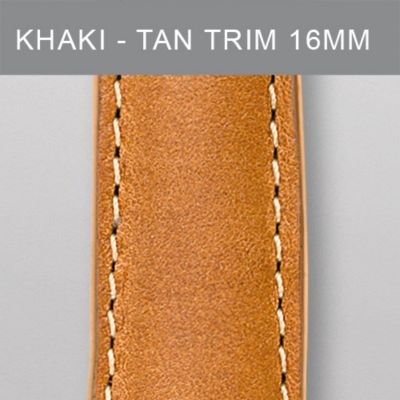 16 mm Khaki Leather with Tan Trim
