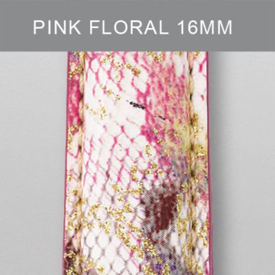 16mm Pink Floral Fashion Patent Leather