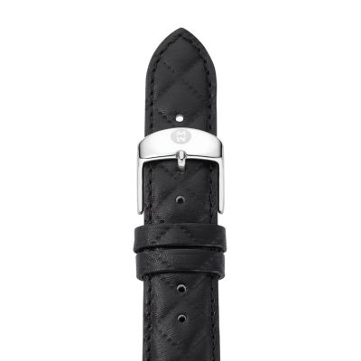 16mm Black Quilted Calf Skin Leather