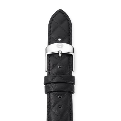 18mm Black Quilted Calf Skin Leather