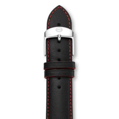 20mm Black with Red Stitching Calfskin Strap (Extra Long)