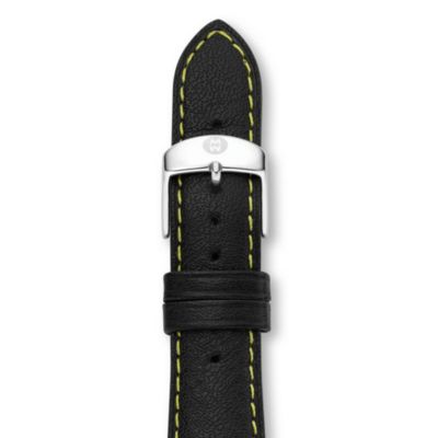 20mm Black with Yellow Stitching Calfskin Strap (Extra Long)