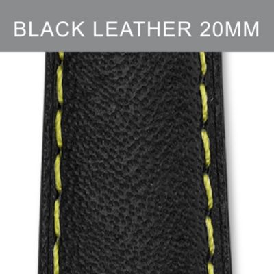 20mm Black with Yellow Stitching Calfskin Strap (Extra Long)