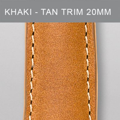 20 mm Khaki Leather with Tan Trim