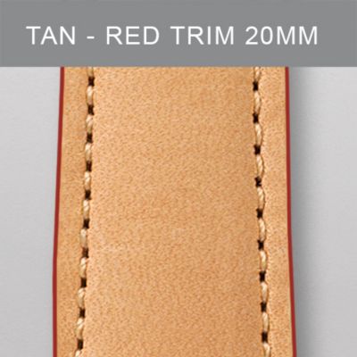 20 mm Tan Leather with Red Trim
