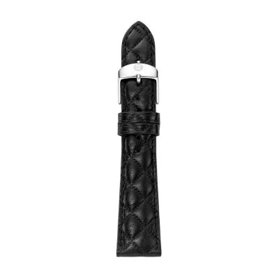20mm Black Quilted Calf Skin Leather