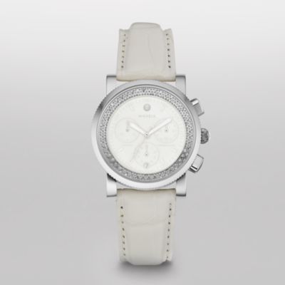 Sport Sail Blanc Diamond Stainless Steel White Alligator