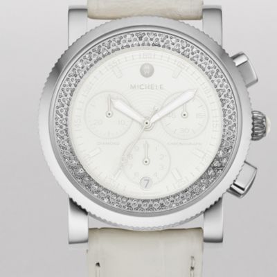 Sport Sail Blanc Diamond Stainless Steel White Alligator