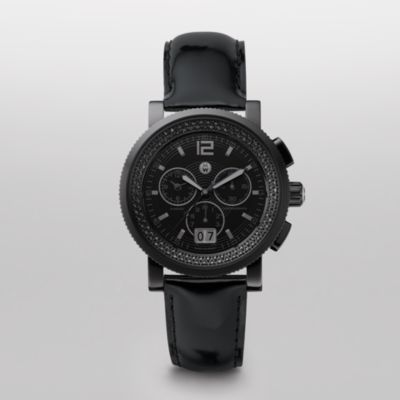 Sport Sail Large Noir Diamond Stainless Steel Black Patent