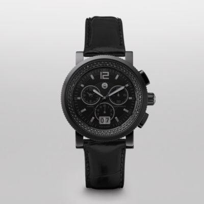 Sport Sail Large Noir Diamond Stainless Steel Black Alligator