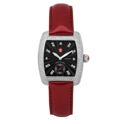 MICHELE Urban Mini Diamond Black Diamond Dial Scarlet Patent Leather