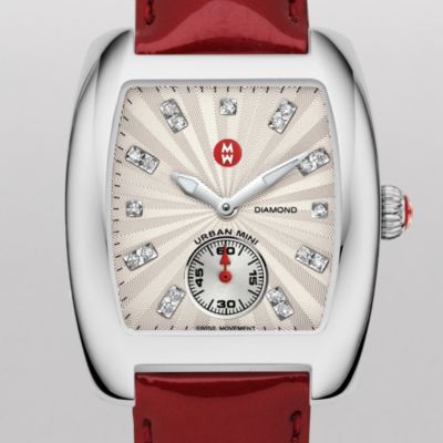 Urban Mini Non-Diamond, Diamond Dial Scarlet Patent
