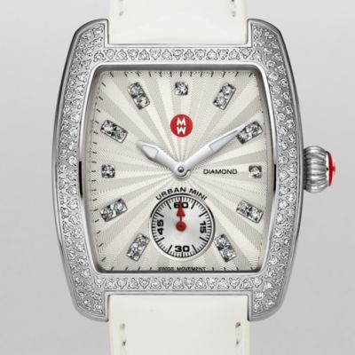 Urban Mini Diamond, Diamond Dial White Patent