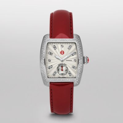 Urban Mini Diamond White Diamond Dial Scarlet Patent