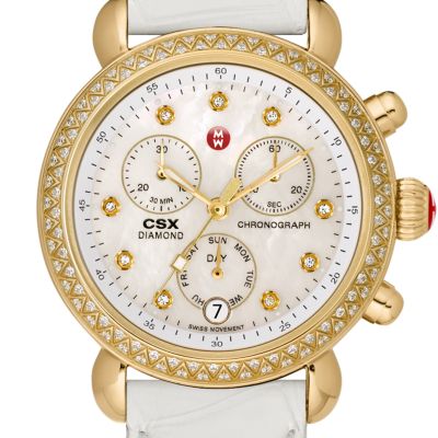 Signature CSX-36 Diamond Gold, Diamond Dial White Alligator