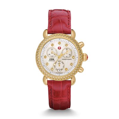 Signature CSX-36 Diamond Gold, Diamond Dial Garnet Alligator