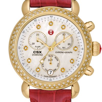 Signature CSX-36 Diamond Gold, Diamond Dial Garnet Alligator