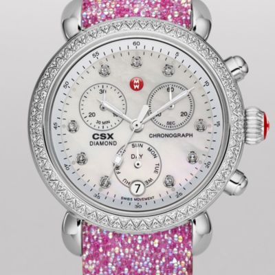Signature CSX-36 Diamond, Diamond Dial Hot Pink Glitter