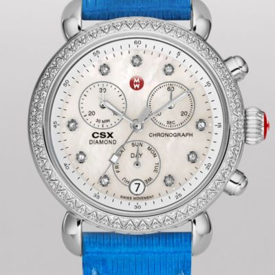 Signature CSX-36 Diamond, Diamond Dial Blue Fashion Lizard