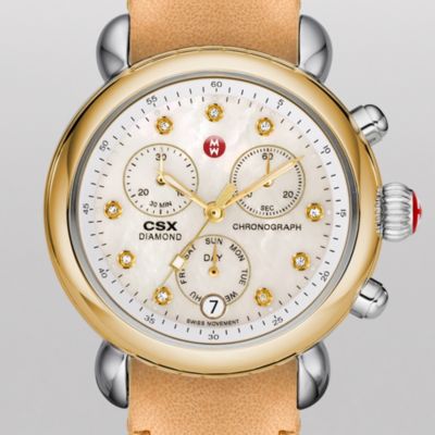 CSX-36 Non-Diamond Two-Tone, Diamond Dial Tan Fashion Leather
