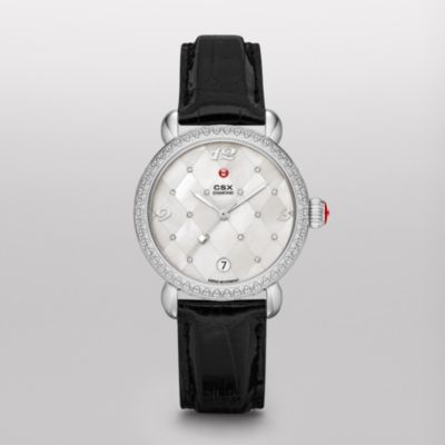 CSX Diamond, Quilted Mosaic Diamond Dial Black Alligator