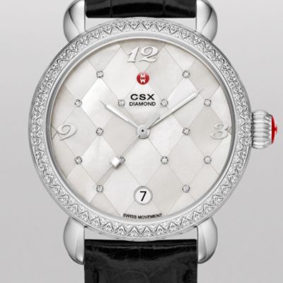 CSX Diamond, Quilted Mosaic Diamond Dial Black Alligator