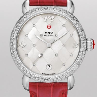 CSX Diamond, Quilted Mosaic Diamond Dial Garnet Alligator