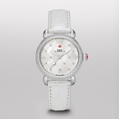 CSX Diamond, Quilted Mosaic Diamond Dial Silver Alligator