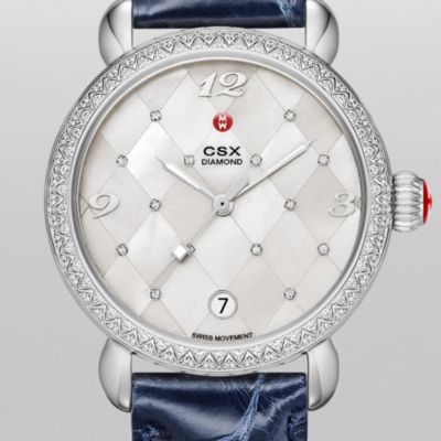CSX Diamond, Quilted Mosaic Diamond Dial Navy Alligator