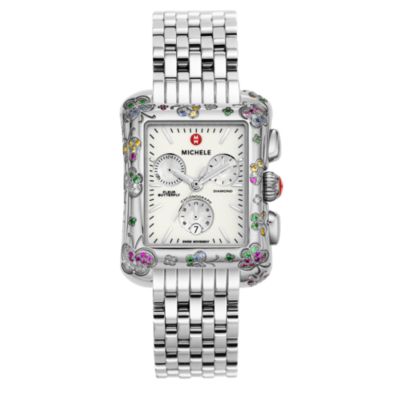 Fleur Butterfly Colored Stones Stainless Steel Bracelet