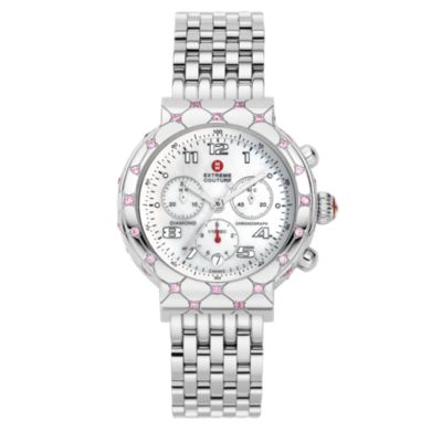 Extreme Couture Pink Sapphire Stainless Steel Bracelet