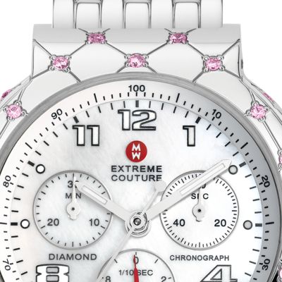 Extreme Couture Pink Sapphire Stainless Steel Bracelet