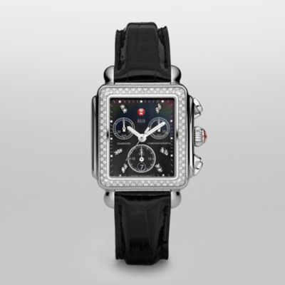 Deco Day Diamond Black Diamond Dial Black Alligator