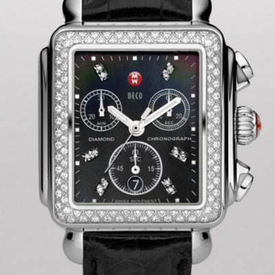 Deco Day Diamond Black Diamond Dial Black Alligator