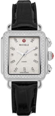 Deco Diamond Stamped Rose Black Alligator