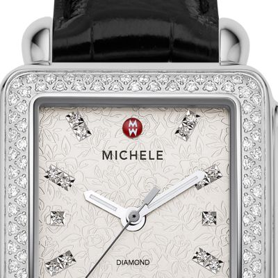 Deco Diamond Stamped Rose Black Alligator