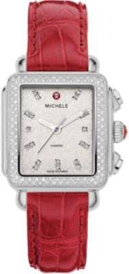 Deco Diamond Stamped Rose Garnet Alligator
