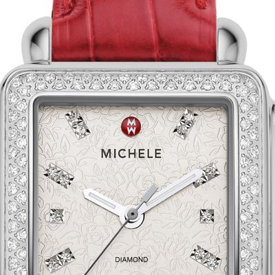 Deco Diamond Stamped Rose Garnet Alligator