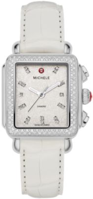 Deco Diamond Stamped Rose White Alligator