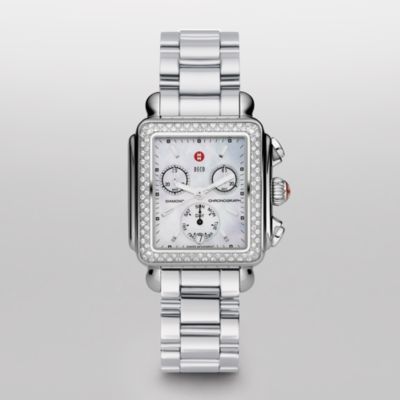 Deco Day Diamond 3-Link Stainless Steel Bracelet