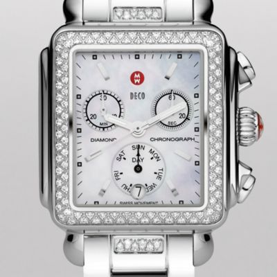 Deco Day Diamond Stainless Steel 3-Link Diamond Bracelet