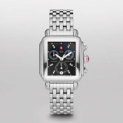 Deco Day Black Diamond Dial Stainless Steel Bracelet