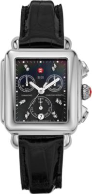 Deco Day Black Diamond Dial Black Alligator