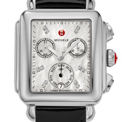 Signature Deco Diamond Dial Black Patent Leather