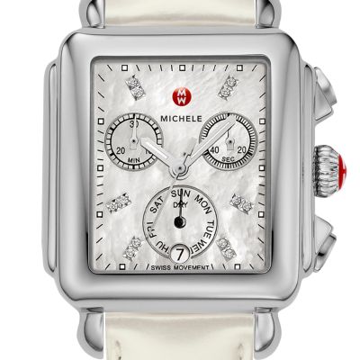 Signature Deco Diamond Dial Silver Patent Leather