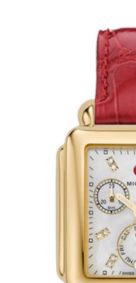 Deco Day Gold-Plated Diamond Dial Garnet Alligator